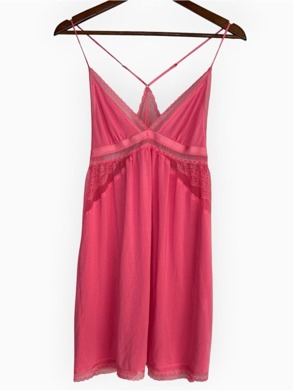 Victoria's Secret Pink Lace Chemise Slip Dress Nightgown Intimates Lingerie M